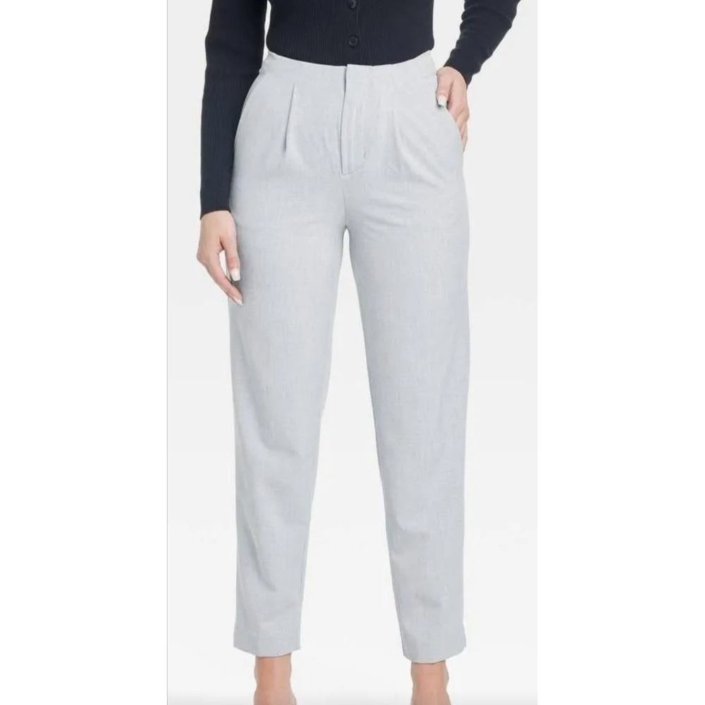 Women's High-Rise Tailored Trousers - A New Day Gray 12 Lightweight Ankle-Length